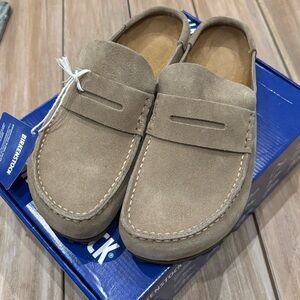 Birkenstock Boston Taupe Suede Wrapped Naples, 40 Narrow, Brand New With Box